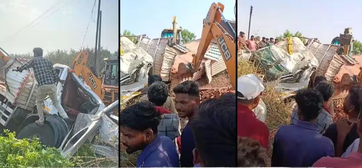 नागपूरमध्ये भीषण अपघात, विटांनी भरलेला ट्रक पलटी, केबिनमध्ये झोपलेल्या तीन मजुरांचा झोपेतच दुर्दैवी अंत